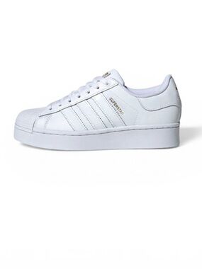 Adidas Woman’s Originals Superstar Bold Platform White Gold Sneaker Shoe,Size 10